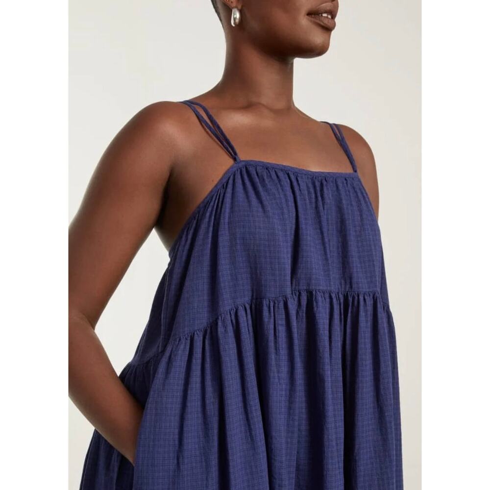Everlane THE BILLOW TIERED MAXI DRESS, size XXS, MSRP $128, Navy Blue